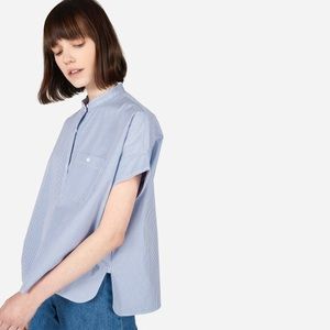 Everlane the cotton poplin collarless shirt